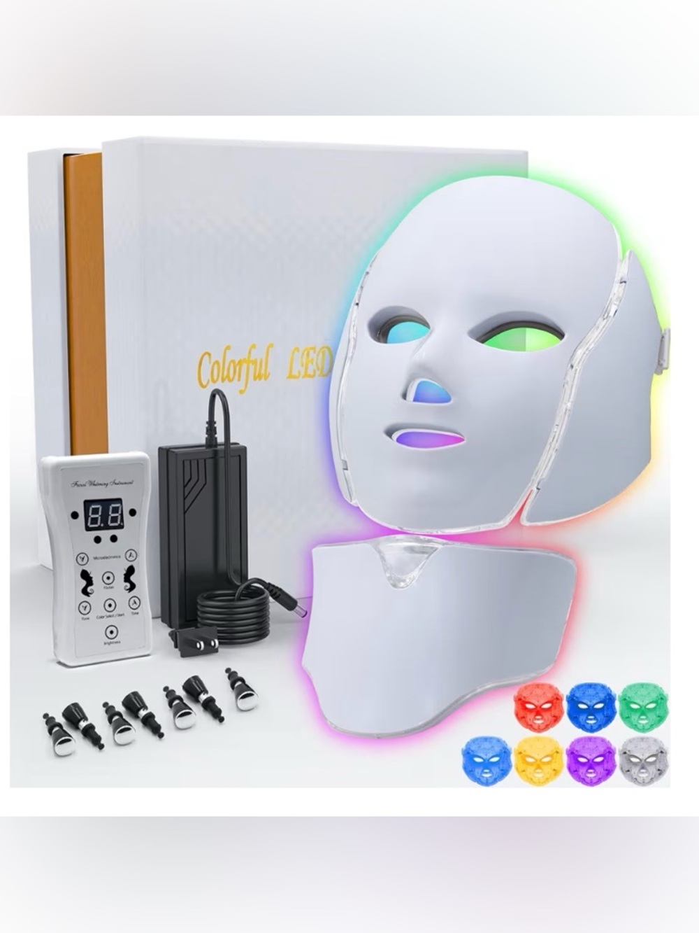 Colorful LED Facial Mask Light Therapy Set - Picture 4 of 10